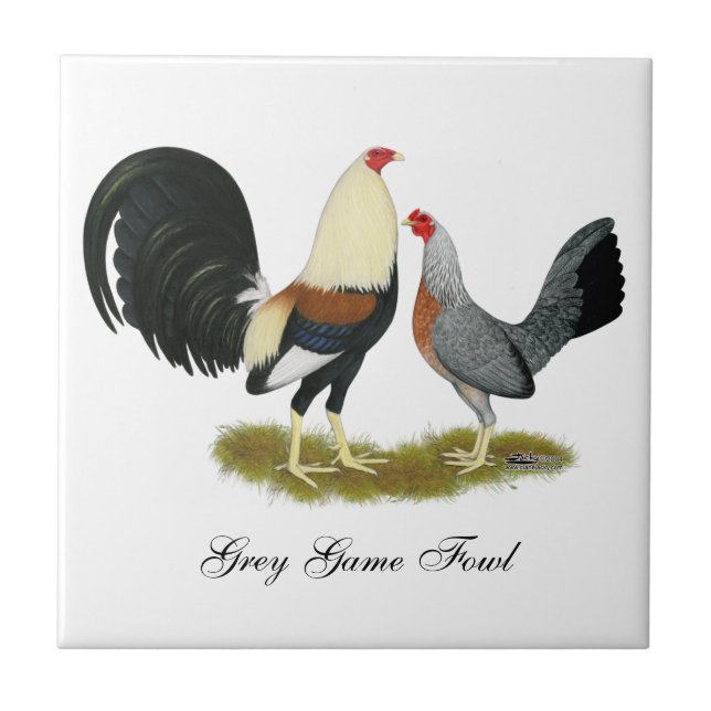 Grey Game Fowl Pair Tile (Front)