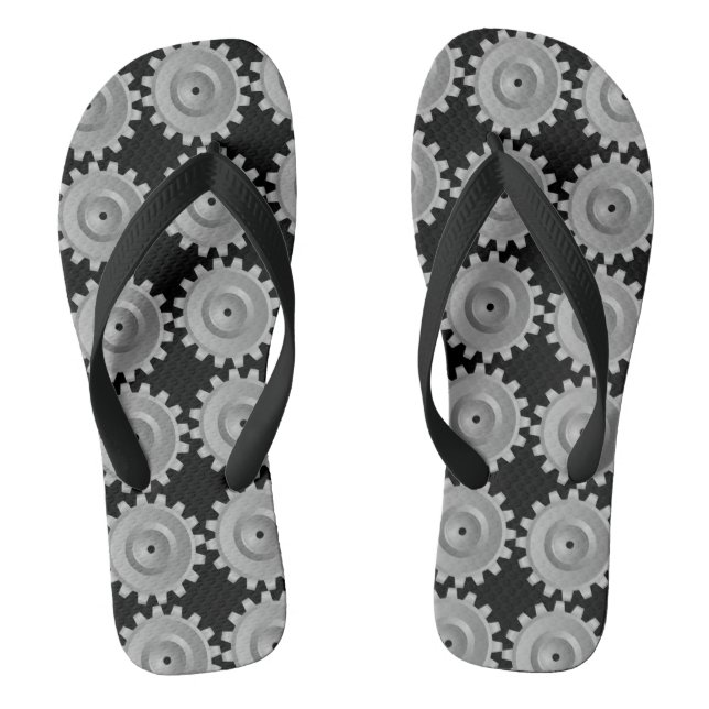 Grey Gear Flip Flops (Footbed)