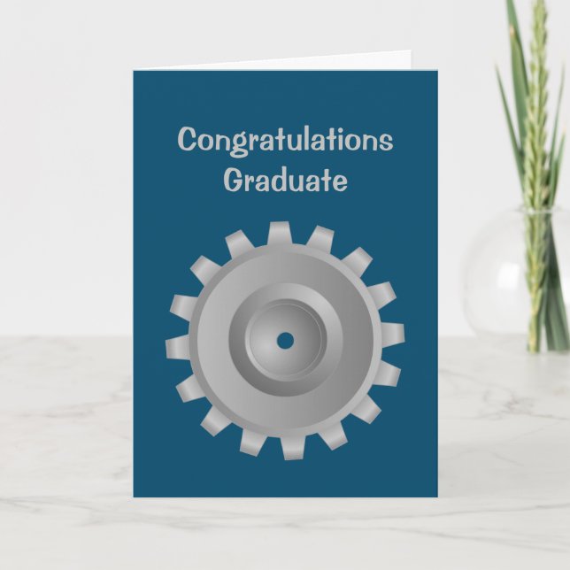Grey Gear Graduation Card (Front)