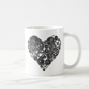Grey Gears Heart Coffee Mug