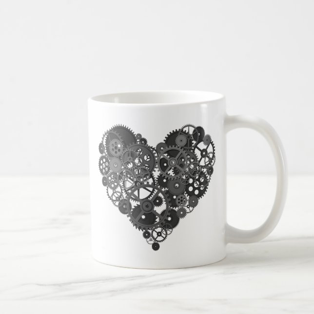 Grey Gears Heart Coffee Mug (Right)