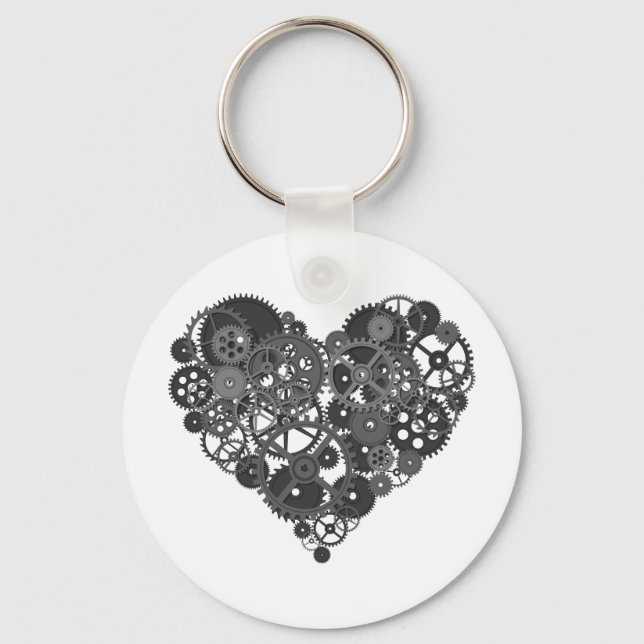 Grey Gears Heart Key Ring (Front)