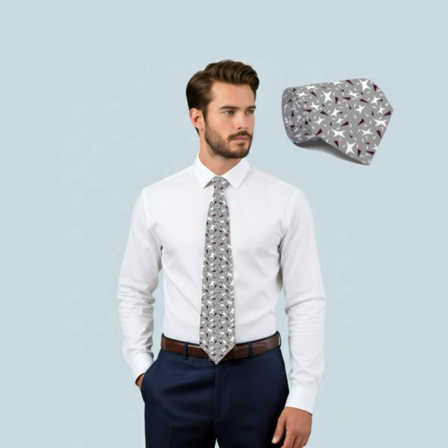 Grey Geo Star & Triangle Pattern Tie (Creator Uploaded)