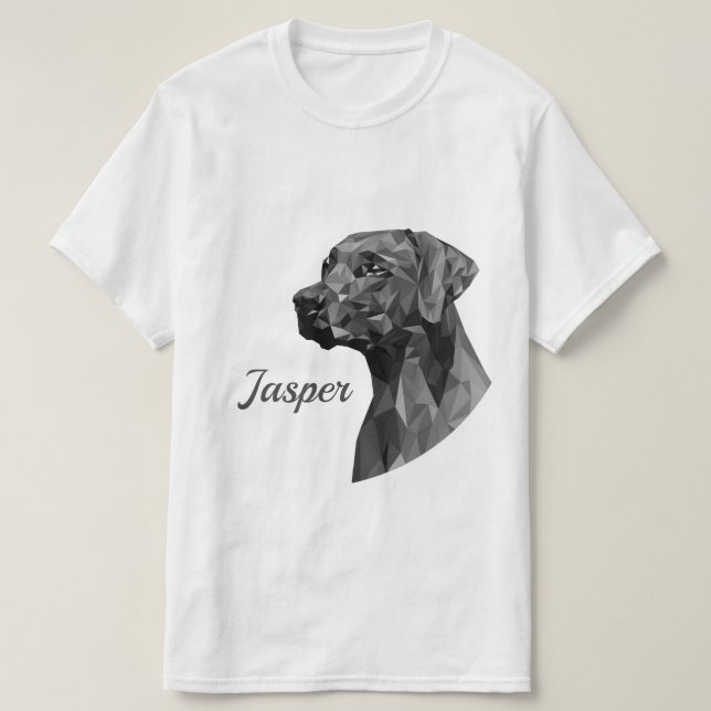 Grey Geometric Dog Add Name T-Shirt (Design Front)