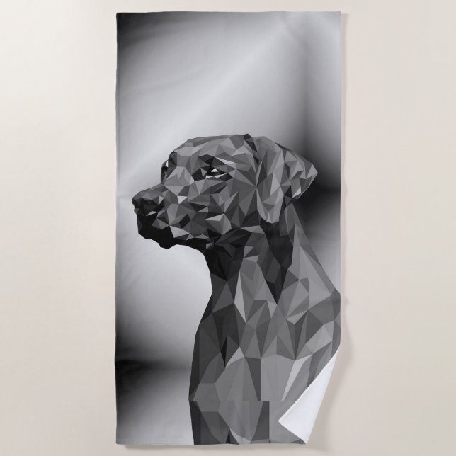 Grey Geometric Dog  Beach Towel (Front)
