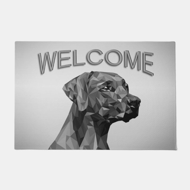 Grey Geometric Dog  Doormat (Front)