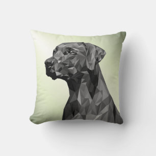 Grey Geometric Dog green Cushion