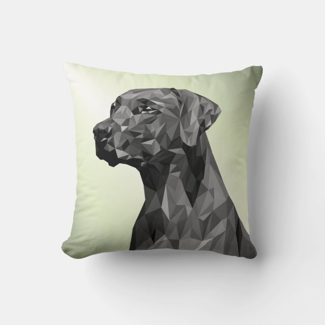 Grey Geometric Dog green Cushion (Front)