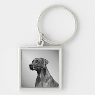 Grey Geometric Dog Key Ring