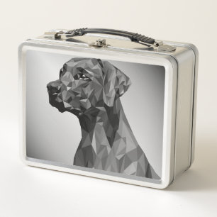 Grey Geometric Dog Metal Lunch Box