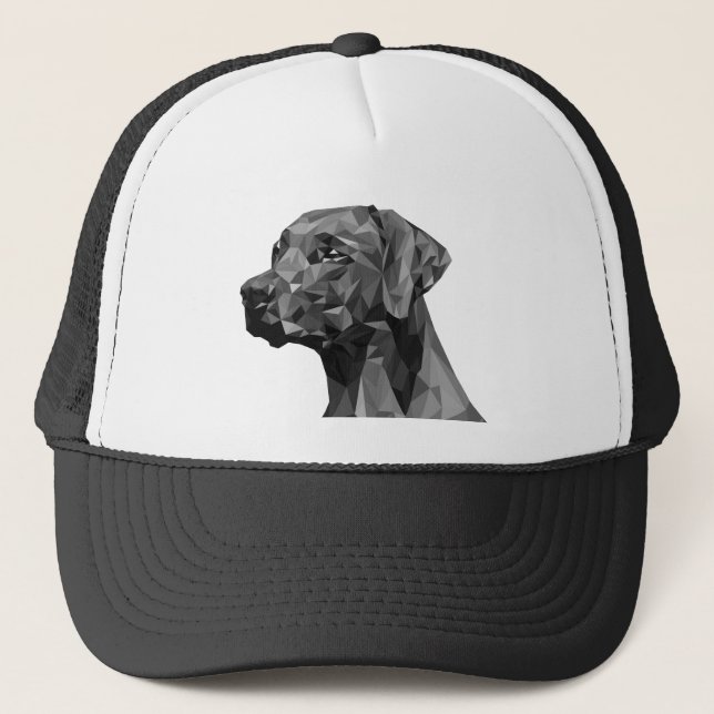 Grey Geometric Dog  Trucker Hat (Front)