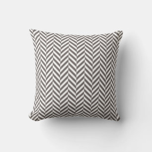 Grey Geometric Herringbone Pattern Cushion