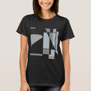 Grey Geometric MCM Look Abstract Art Motif T-Shirt
