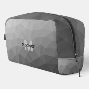 Grey geometric mesh pattern Monogram Dopp Kit
