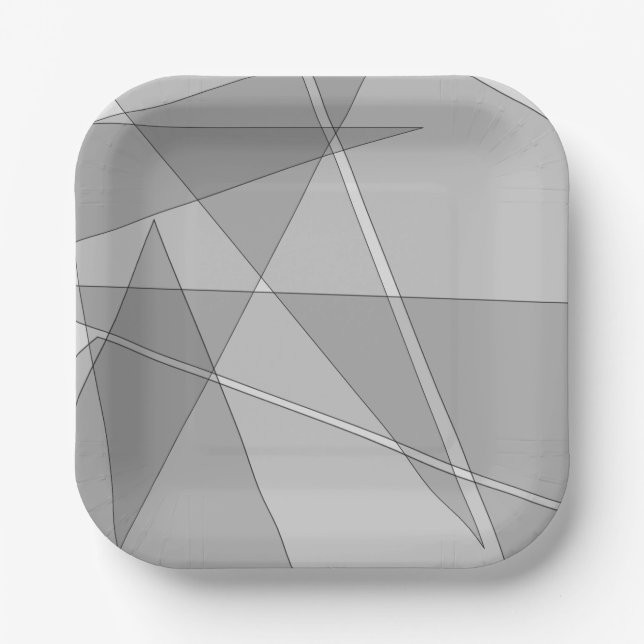 Grey Geometric  Paper Plate (Front)