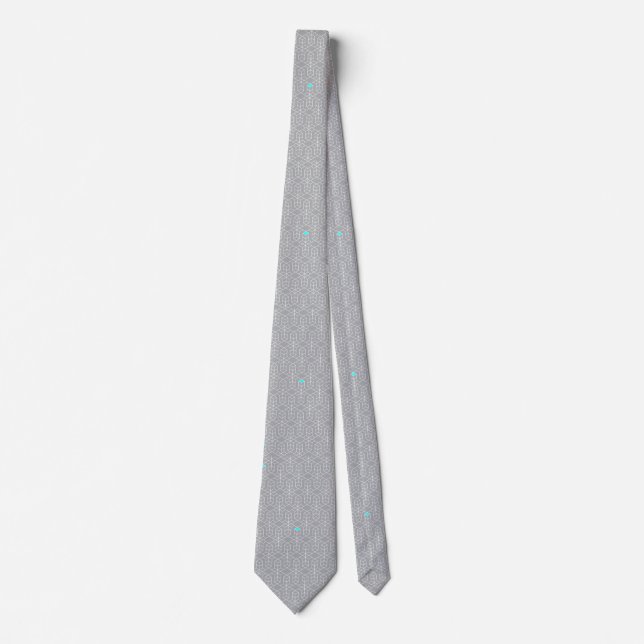 Grey geometric pattern Gift for Dad Tie (Front)