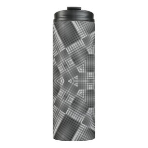 Grey Geometric Pattern Thermal Tumbler