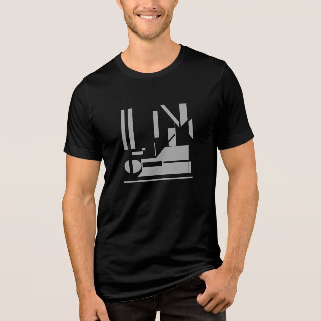 Grey Geometric Shapes Combination Abstract Design Tri-Blend Shirt (Front)