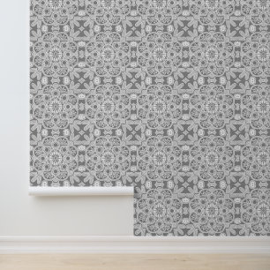 Grey geometric tile pattern Wallpaper