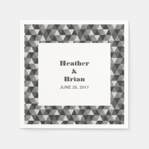Grey Geometric Triangles Paper Napkins