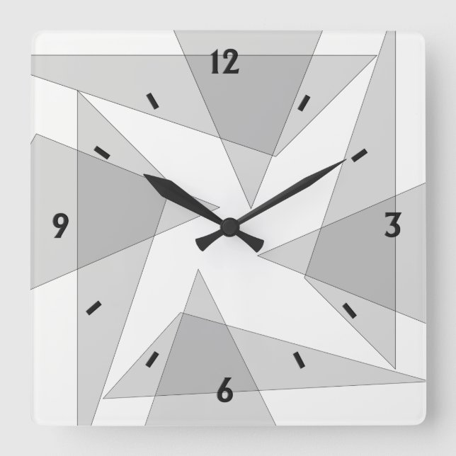Grey Geometric Wall Clock (Front)