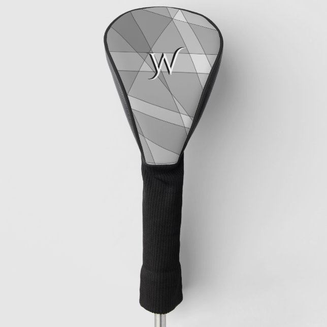 Grey Geometric with Letter Golf Head Cover (Front)