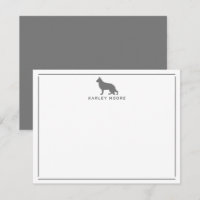 Grey German Shepherd Dog Modern Border Stationery
