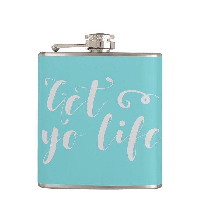 Grey Get Your Life Typography Hip Flask (Front)