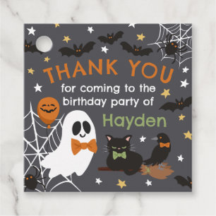 Grey Ghost Halloween Birthday Party Thank You Favour Tags