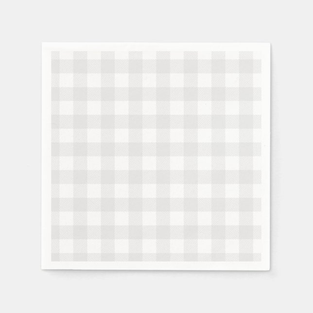 Grey Gingham Baby Shower  Napkin (Front)