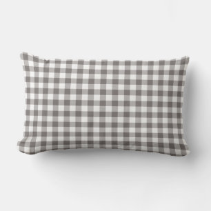 Grey Gingham Pattern Chequered Lumbar Cushion