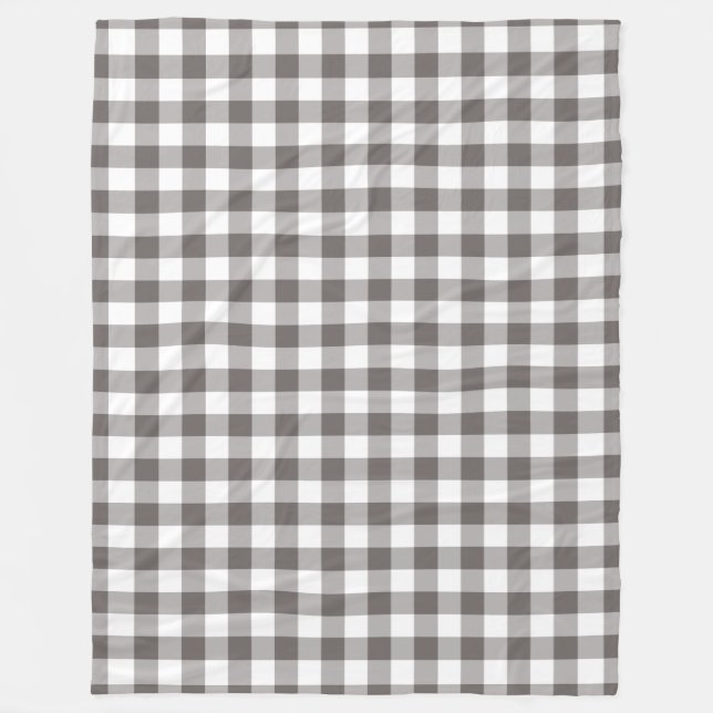 Grey Gingham Pattern Fleece Blanket (Front)