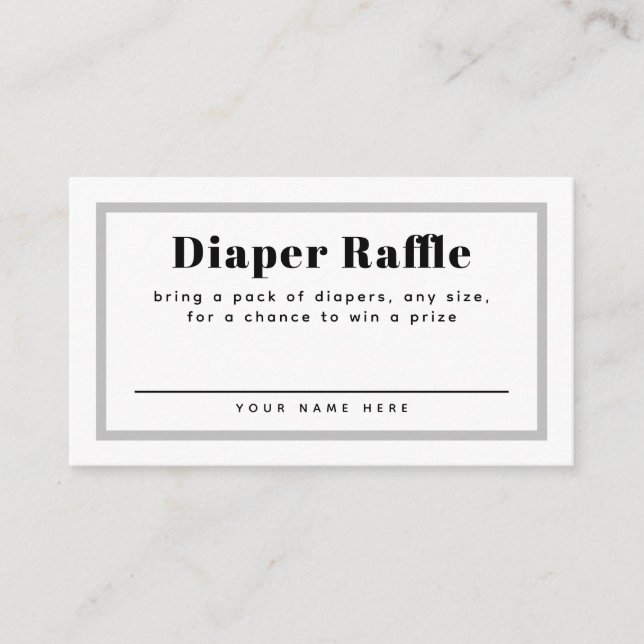Grey Gingham Plaid Baby Shower Diaper Raffle Enclosure Card (Front)