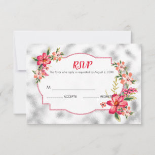 Grey Glass And Flowers RSVP Card