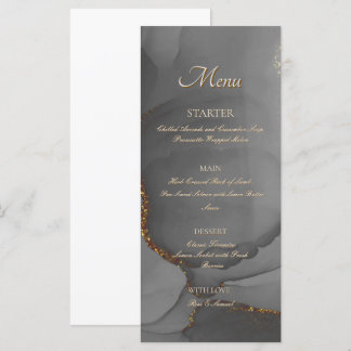 Grey Glitter Alcohol Ink Elegant Flat Menu