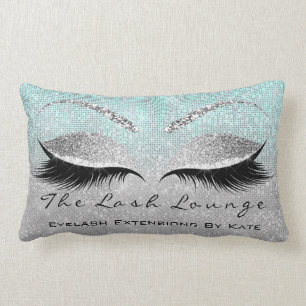 Grey Glitter Makeup Lashes Beauty Aqua  Lumbar Cushion