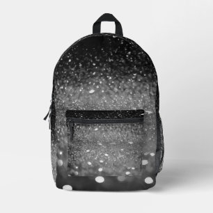 Grey Glitter Printed Backpack