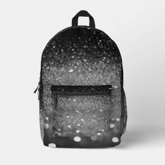 Grey Glitter Printed Backpack
