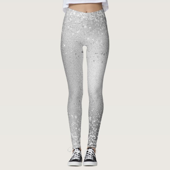 Grey Glitter Sparkles Leggings (Front)