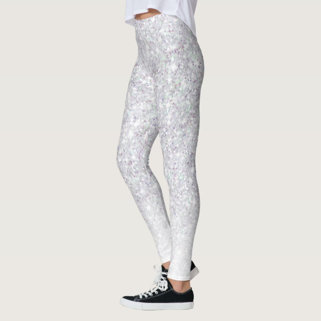 Grey Glitter Sparkles Modern Leggings (Left)