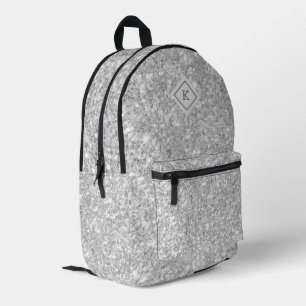 Grey glitter white sparkles glitter texture print printed backpack