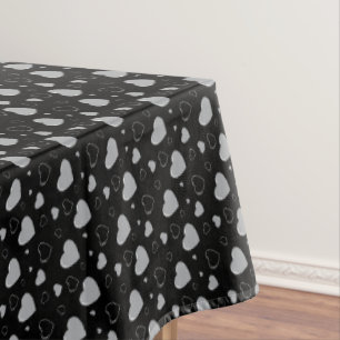 Grey glossy hearts cute romantic pattern tablecloth