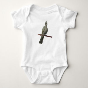 Grey-go-away bird pencil drawing baby bodysuit