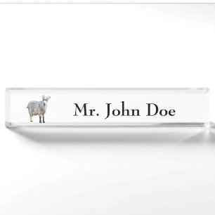 Grey Goat Farm Animal, Cute Nature Photography Nameplate