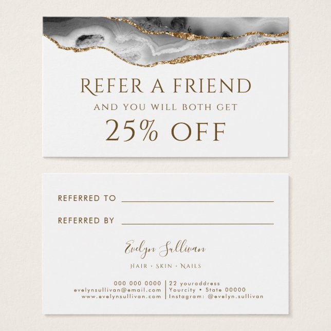 Grey Gold Agate Referral Card (Front & Back)