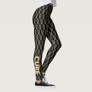 Grey & Gold Awareness Ribbon Hope & Cure Leggings