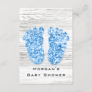 Grey Gold Baby Shower Feet Wood Rustic Boy Blue Invitation