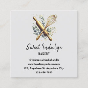 Grey Gold Baking Utensil Square Bakery Square Business Card