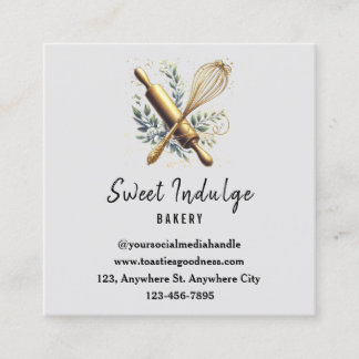 Grey Gold Baking Utensil Square Bakery Square Business Card