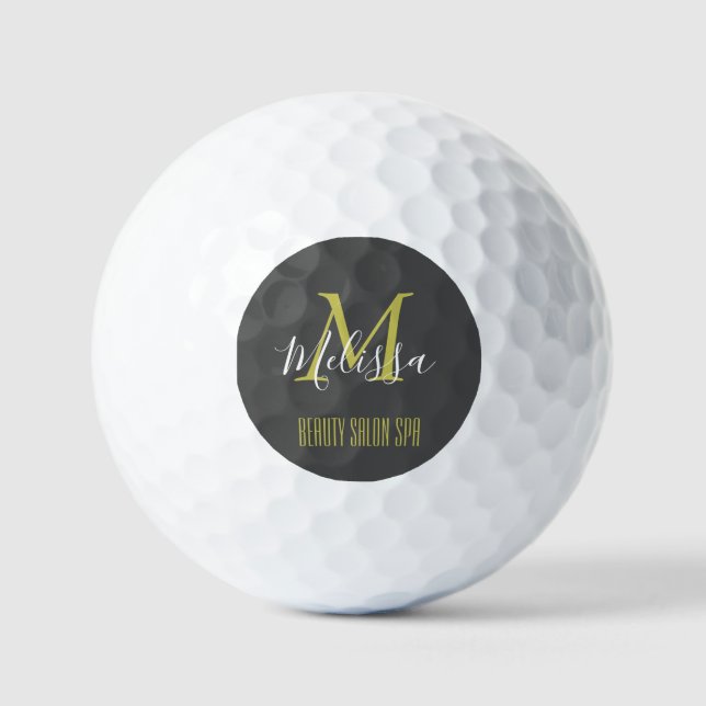Grey Gold Beauty Salon SPA by Melissa Monogram  Golf Balls (Front)